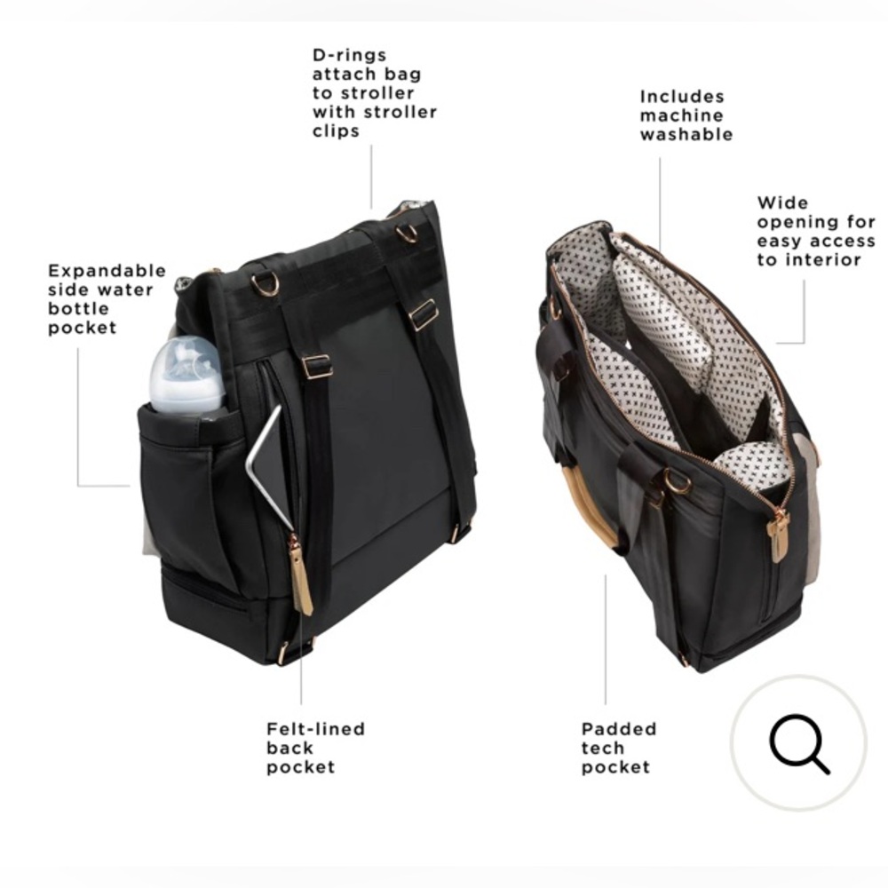 Petunia Pickle Bottom Pivot Pack Black/Sand Diaper Bag Backpack Carry on Tote - Picture 4 of 12